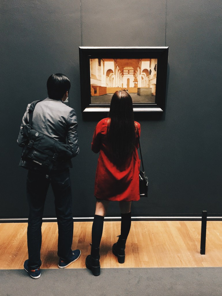 Peeps looking at art