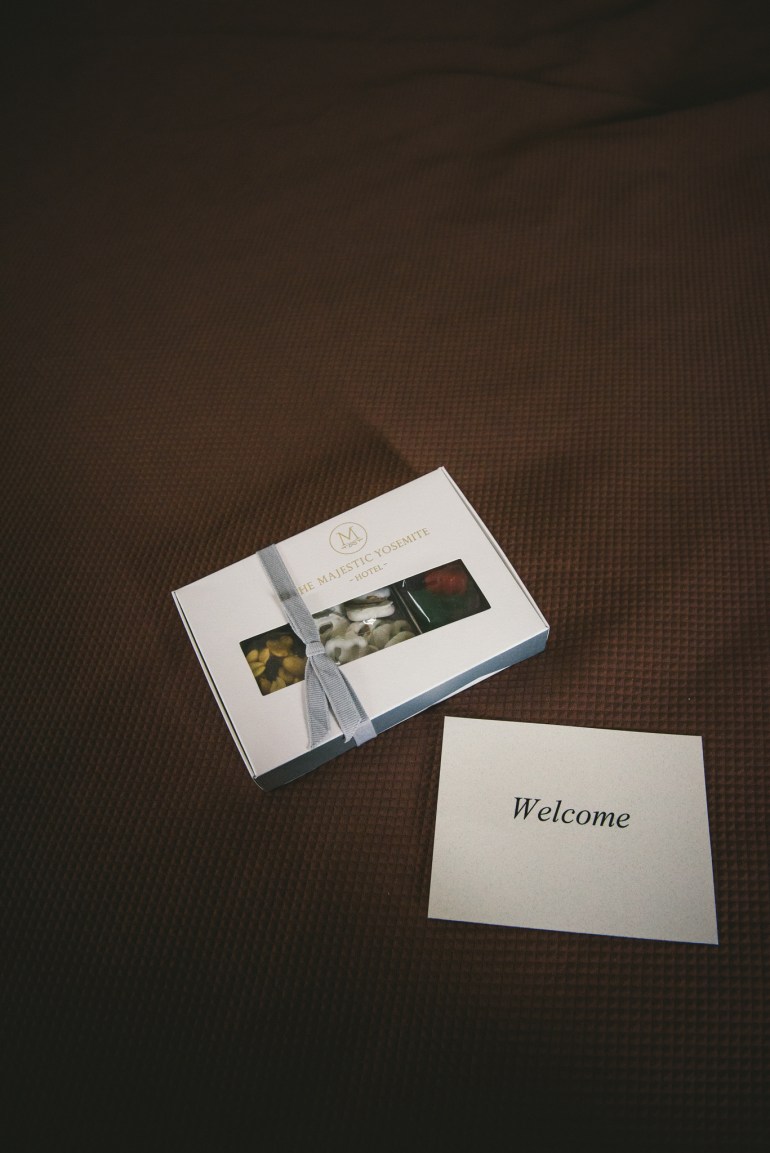 Majestic Yosemite Hotel welcome chocolates